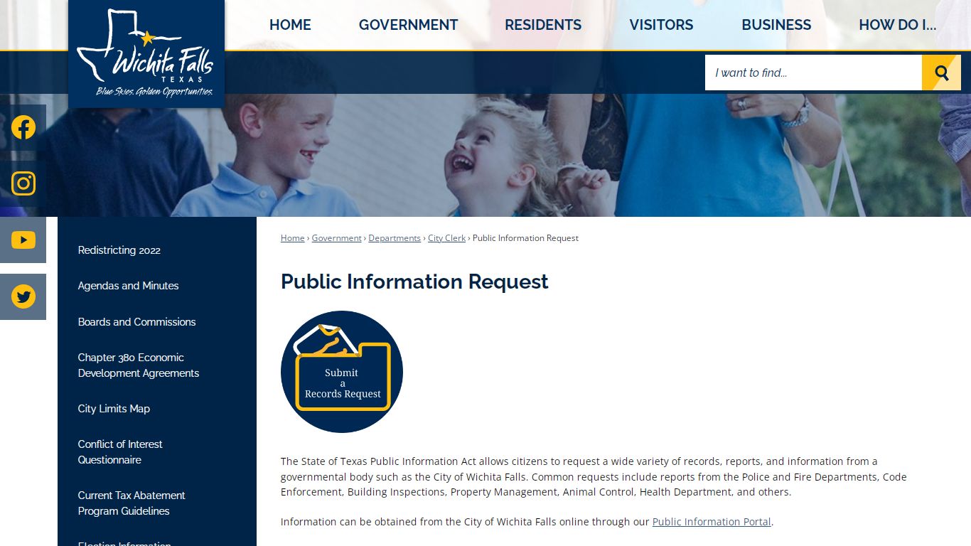 Public Information Request | Wichita Falls, TX - Official ...
