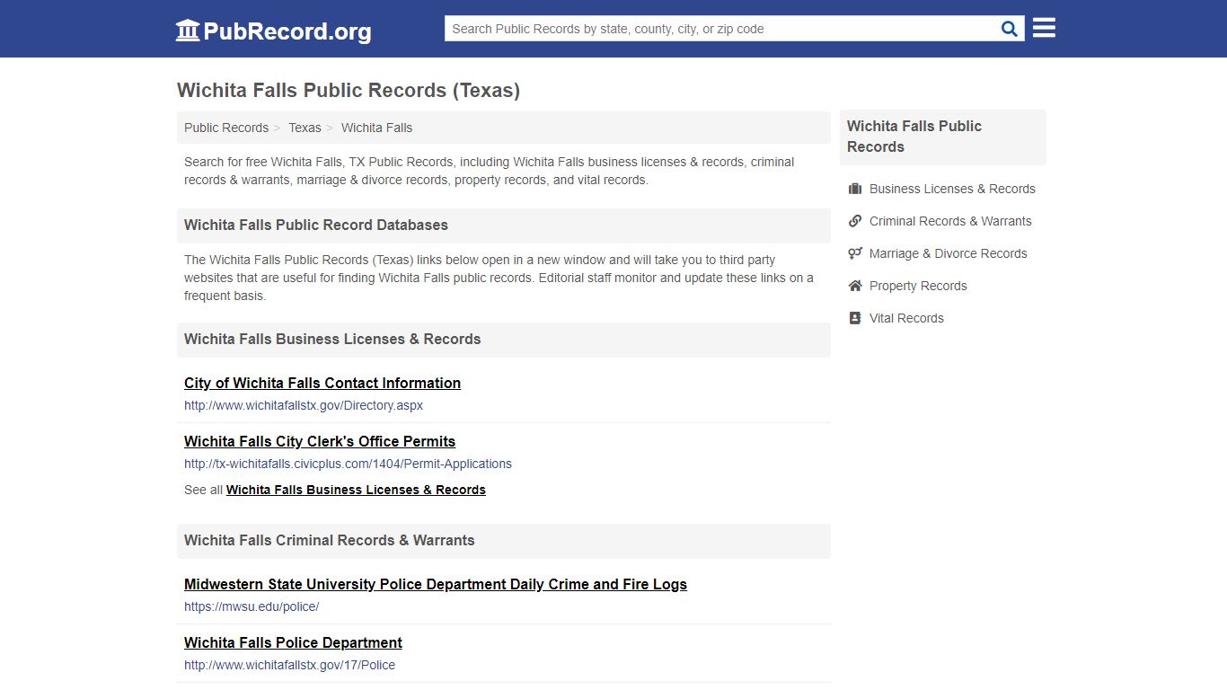 Free Wichita Falls Public Records (Texas Public Records)