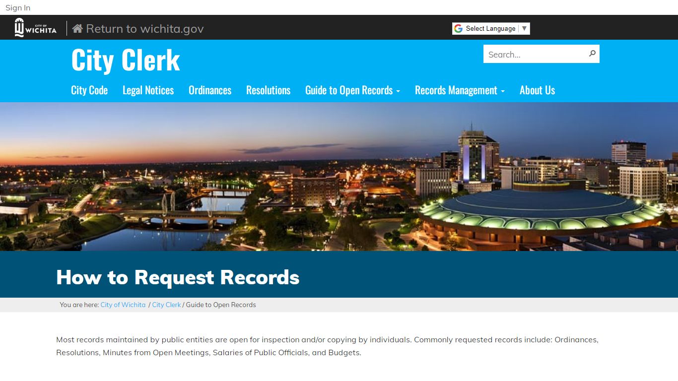 Guide to Open Records How to Request Records - Wichita, Kansas